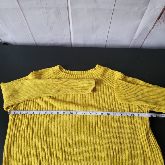 Garage Brand Knit Sweater Crop Top, Mustard Yellow, Women’s L, Cropped Boxy Knit - Picture 5 of 6